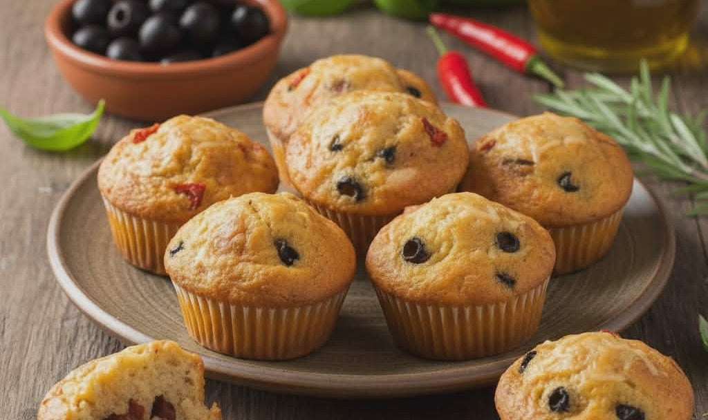 Muffins mit getrockneten Tomaten & Oliven