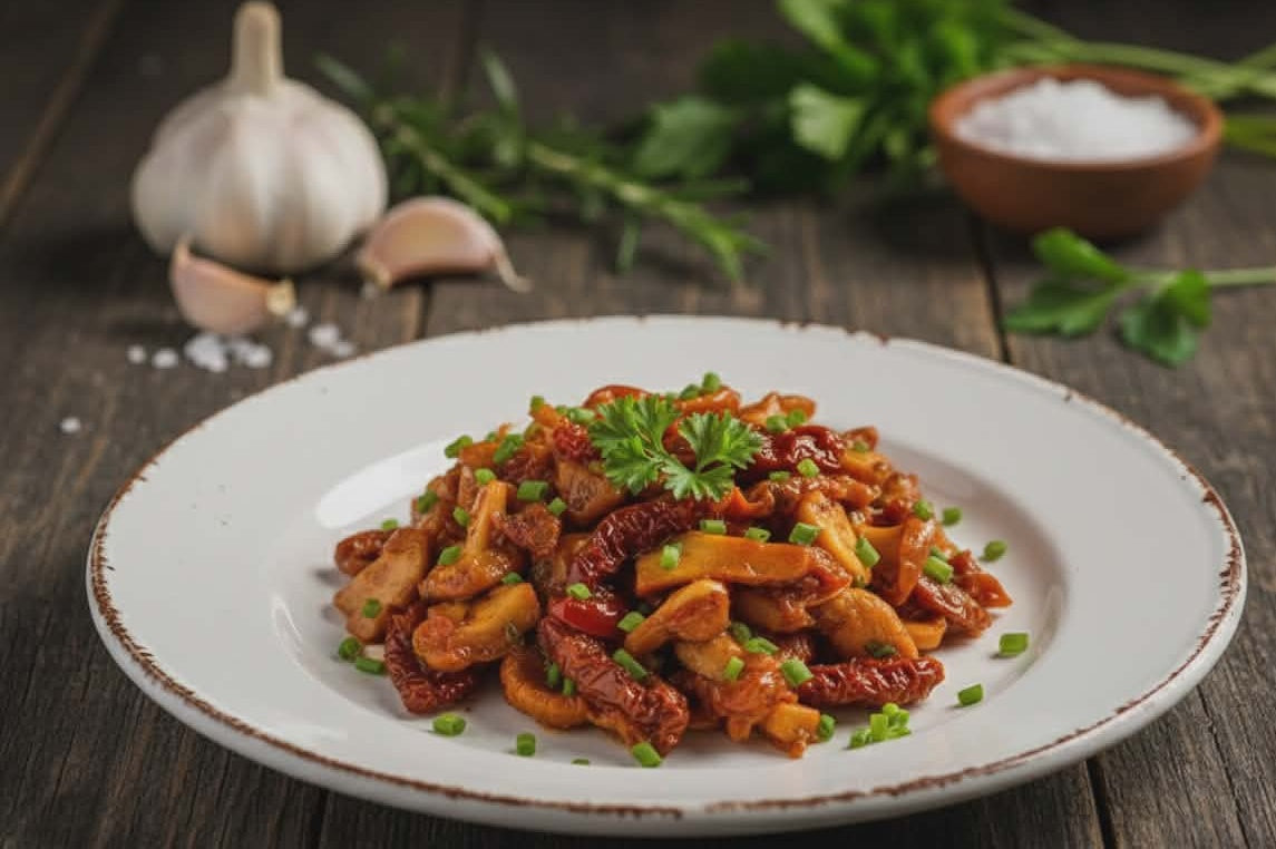 Pfifferlinge mit getrockneten Tomaten