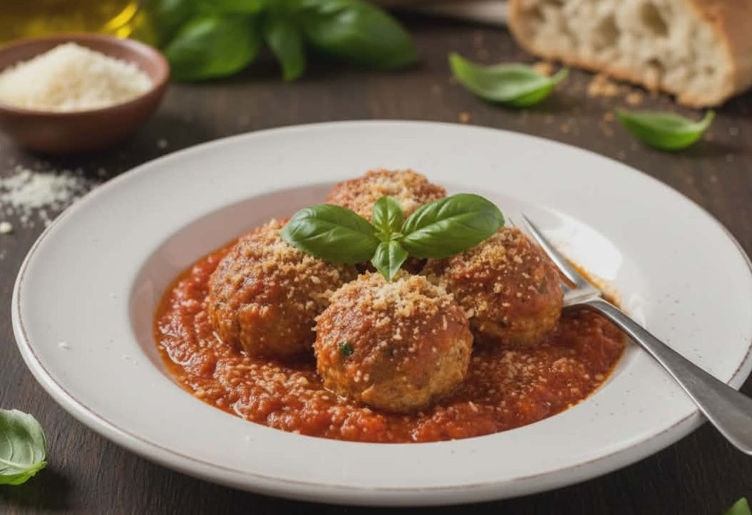 Ricotta - Bällchen mit Thunfisch in Tomatensauce