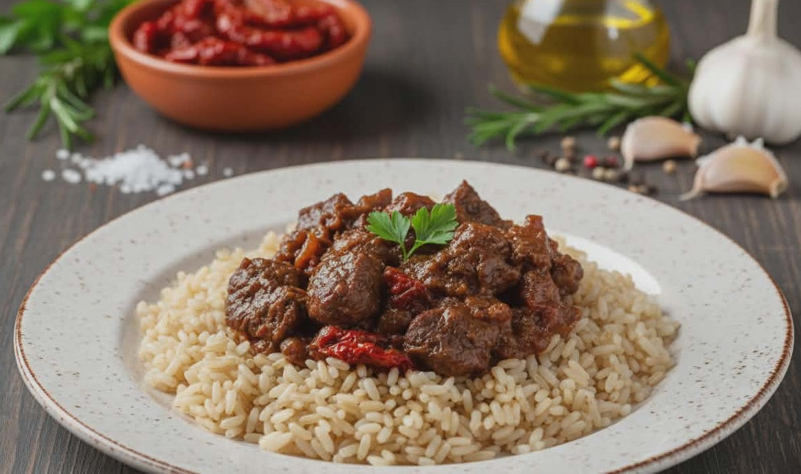 Rindsgulasch mit getrockneten Tomaten