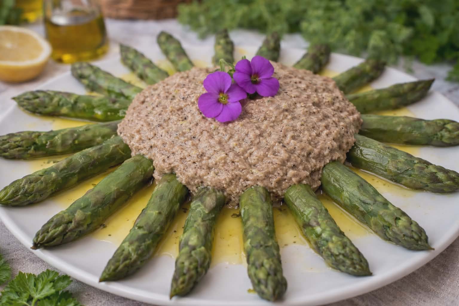 Grüner Spargel mit Thunfischmayonnaise