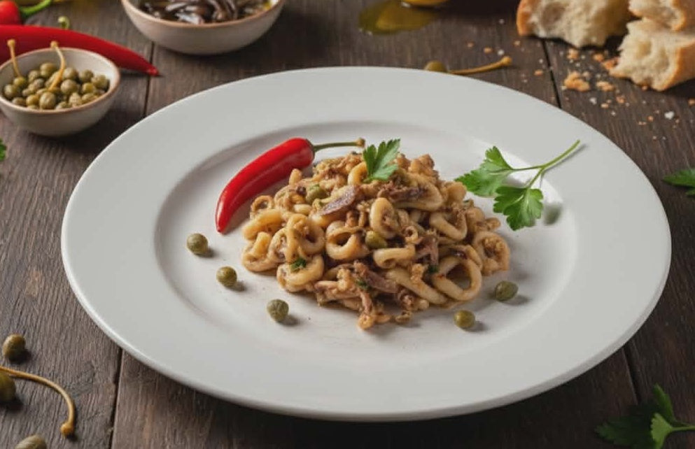 Tintenfisch mit Sardellen